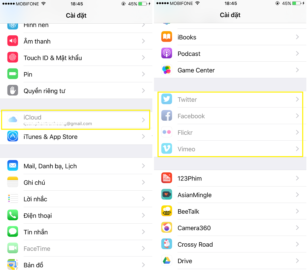 Cách ẩn tài khoản iCloud bước 4